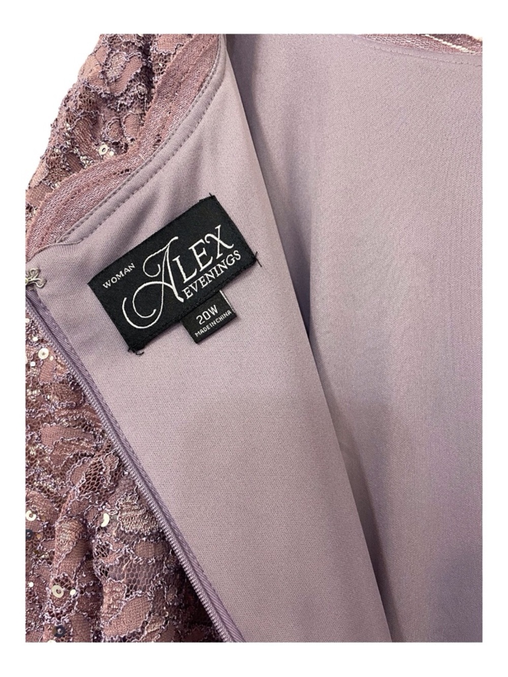 Alex Evenings Women's Purple Dress, 20W. - Picture 7 of 9